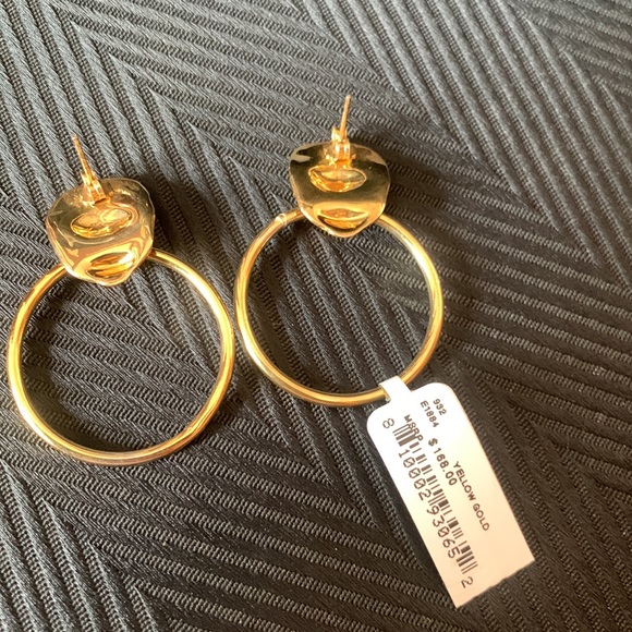 Italian 18kt Yellow Gold Over Sterling Silver Lion Head Doorknocker Earrings - Picture 9 of 11